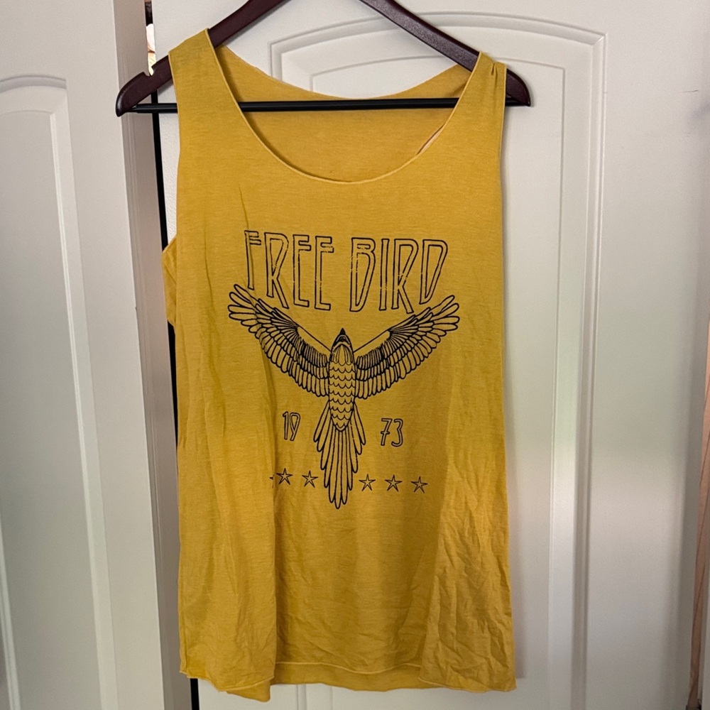 Yellow 'Free Bird' 1973 Graphic Tank Top